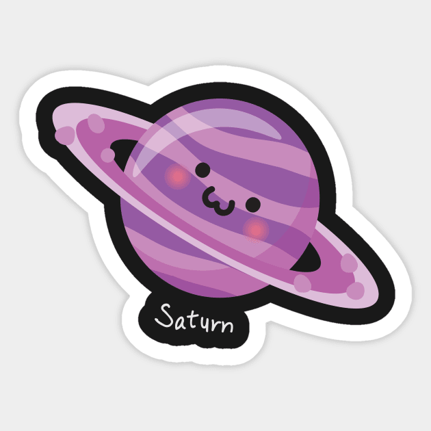 Cute Kawaai Saturn Planet with Rings Parody Sticker by loltshirts